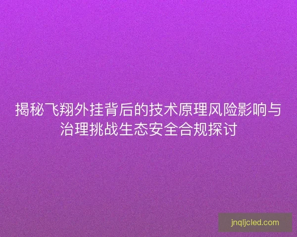 揭秘飞翔外挂背后的技术原理风险影响与治理挑战生态安全合规探讨